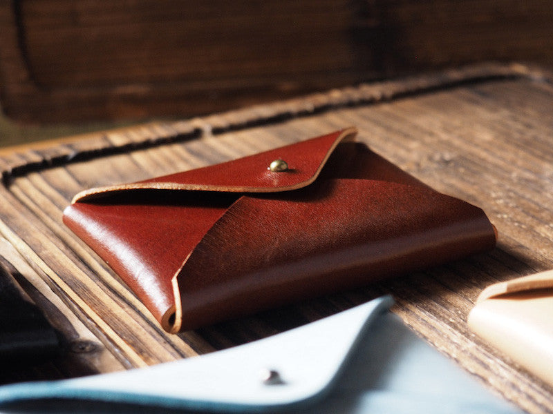 Leather Folding Card Wallet - Handmade Leather Business Card Holders