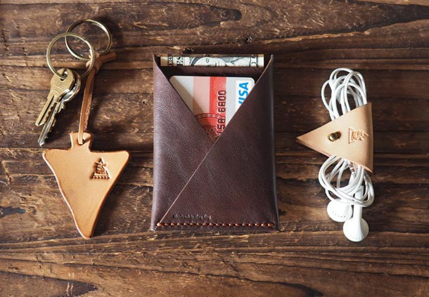 Plain Faux Leather Key Chain / Card Holder Wallet — She la la