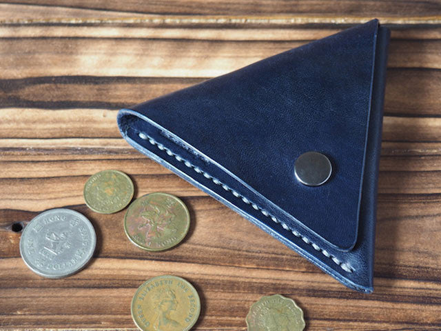 Leather Triangle Coin Pouch blue es corner.comP1300030ss